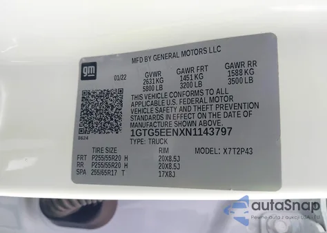 2022 GMC Canyon 2Wd Short Box Denali z USA, uszkodzony, nr VIN 1GTG5EENXN1143797